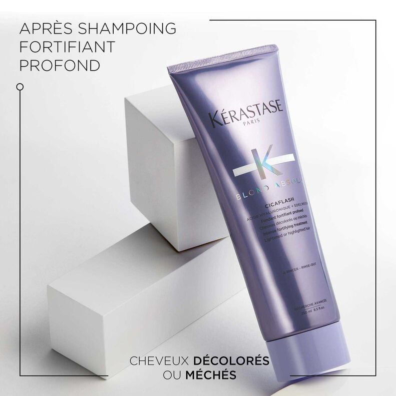 KÉRASTASE | BLOND ABSOLU | CICAFLASH | APRÈS-SHAMPOING À L’ACIDE HYALURONIQUE RÉPARATEUR & ANTI-CASSE POUR CHEVEUX BLONDS, MÉCHÉS & DÉCOLORÉS | 250 ML
