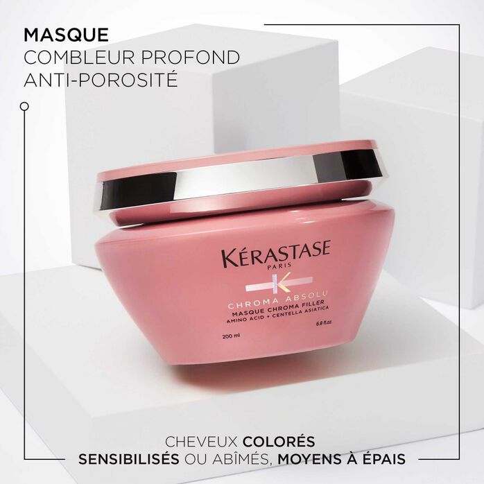 KÉRASTASE | CHROMA ABSOLU | MASQUE CHROMA FILLER | MASQUE COMBLEUR ANTI-POROSITÉ POUR CHEVEUX COLORÉS SENSIBILISÉS OU ABÎMÉS MOYENS À ÉPAIS | 200 ML