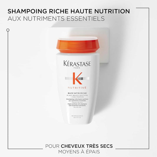 KÉRASTASE | NUTRITIVE | BAIN SATIN RICHE | SHAMPOOING NUTRITION D’EXCEPTION POUR CHEVEUX ÉPAIS SECS À TRÈS SECS | 250 ML