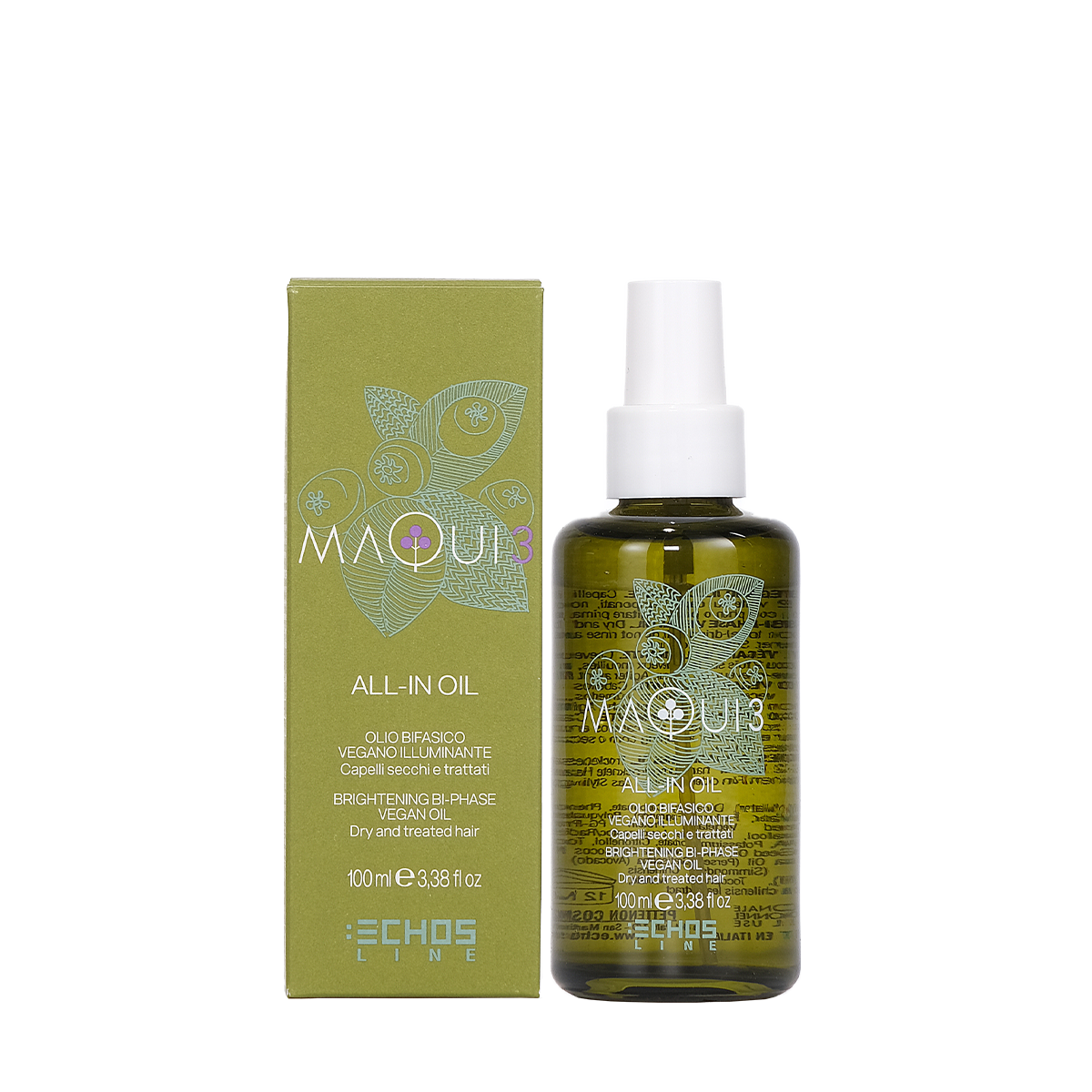 ECHOSLINE MAQUI 3 HUILE VÉGÉTALIENNE POUR CHEVEUX SECS ET ABÎMÉS 100 ML