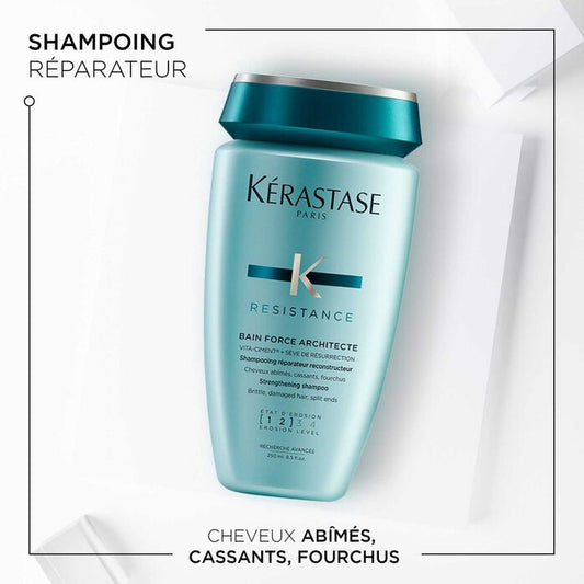 KÉRASTASE | RÉSISTANCE | BAIN FORCE ARCHITECTE |P SHAMPOING RÉPARATEUR POUR CHEVEUX ABÎMÉS | 250 ML
