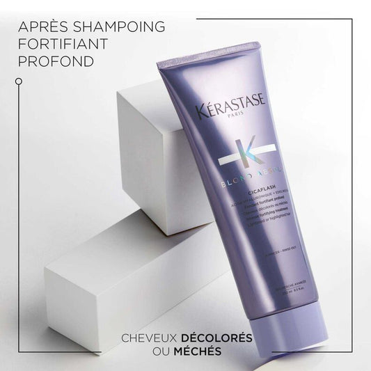 KÉRASTASE | BLOND ABSOLU | CICAFLASH | APRÈS-SHAMPOING À L’ACIDE HYALURONIQUE RÉPARATEUR & ANTI-CASSE POUR CHEVEUX BLONDS, MÉCHÉS & DÉCOLORÉS | 250 ML