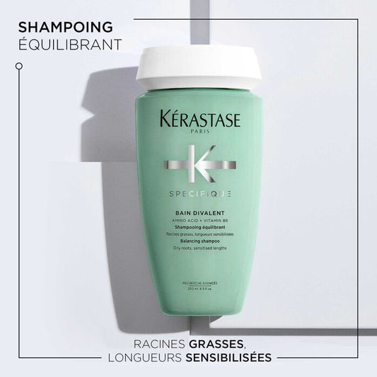 KÉRASTASE | SPÉCIFIQUE | BAIN DIVALENT | SHAMPOING CRÈME ÉQUILIBRANT POUR RACINES GRASSES & LONGUEURS SENSIBILISÉES | 250 ML