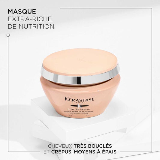 KÉRASTASE | CURL MANIFESTO | MASQUE BEURRE HAUTE NUTRITION | SOIN EXTRA RICHE NOURRISSANT & FORTIFIANT POUR CHEVEUX FRISÉS & CRÉPUS | 200 ML