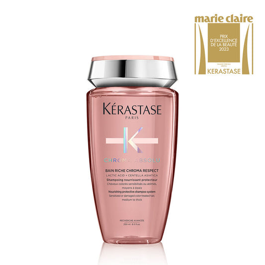 KÉRASTASE | CHROMA ABSOLU | BAIN RICHE CHROMA RESPECT | SHAMPOING NOURRISSANT & PROTECTEUR POUR CHEVEUX COLORÉS SENSIBILISÉS OU ABÎMÉS MOYENS À ÉPAIS | 250 ML
