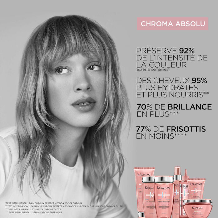 KÉRASTASE | CHROMA ABSOLU | BAIN RICHE CHROMA RESPECT | SHAMPOING NOURRISSANT & PROTECTEUR POUR CHEVEUX COLORÉS SENSIBILISÉS OU ABÎMÉS MOYENS À ÉPAIS | 250 ML