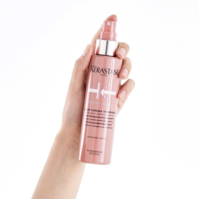KÉRASTASE | CHROMA ABSOLU | SÉRUM CHROMA THERMIQUE | SÉRUM THERMO-PROTECTEUR HYDRATANT & ANTI-FRISOTTIS SANS RINÇAGE POUR CHEVEUX COLORÉS SENSIBILISÉS OU ABÎMÉS | 150 ML