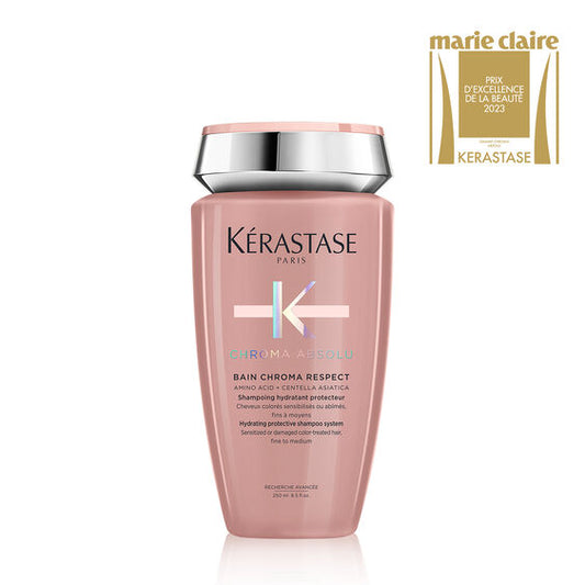 KÉRASTASE | CHROMA ABSOLU | BAIN CHROMA RESPECT | SHAMPOING HYDRATANT PROTECTEUR DOUX POUR CHEVEUX COLORÉS SENSIBILISÉS OU ABÎMÉS FINS À MOYENS | 250 ML