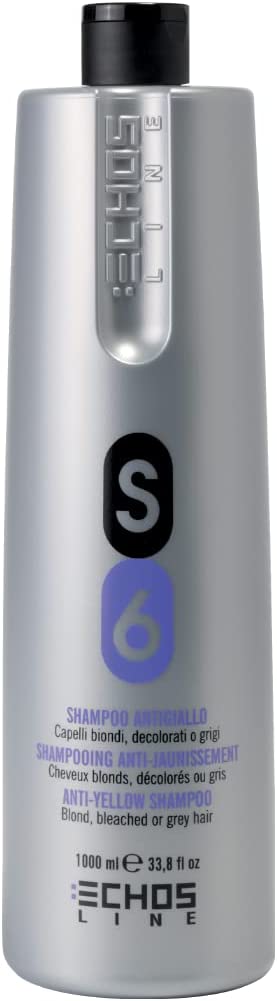 ECHOSLINE S6 SHAMPOING ANTI-JAUNE POUR CHEVEUX BLONDS BLANCHIS ET GRIS BLONDS